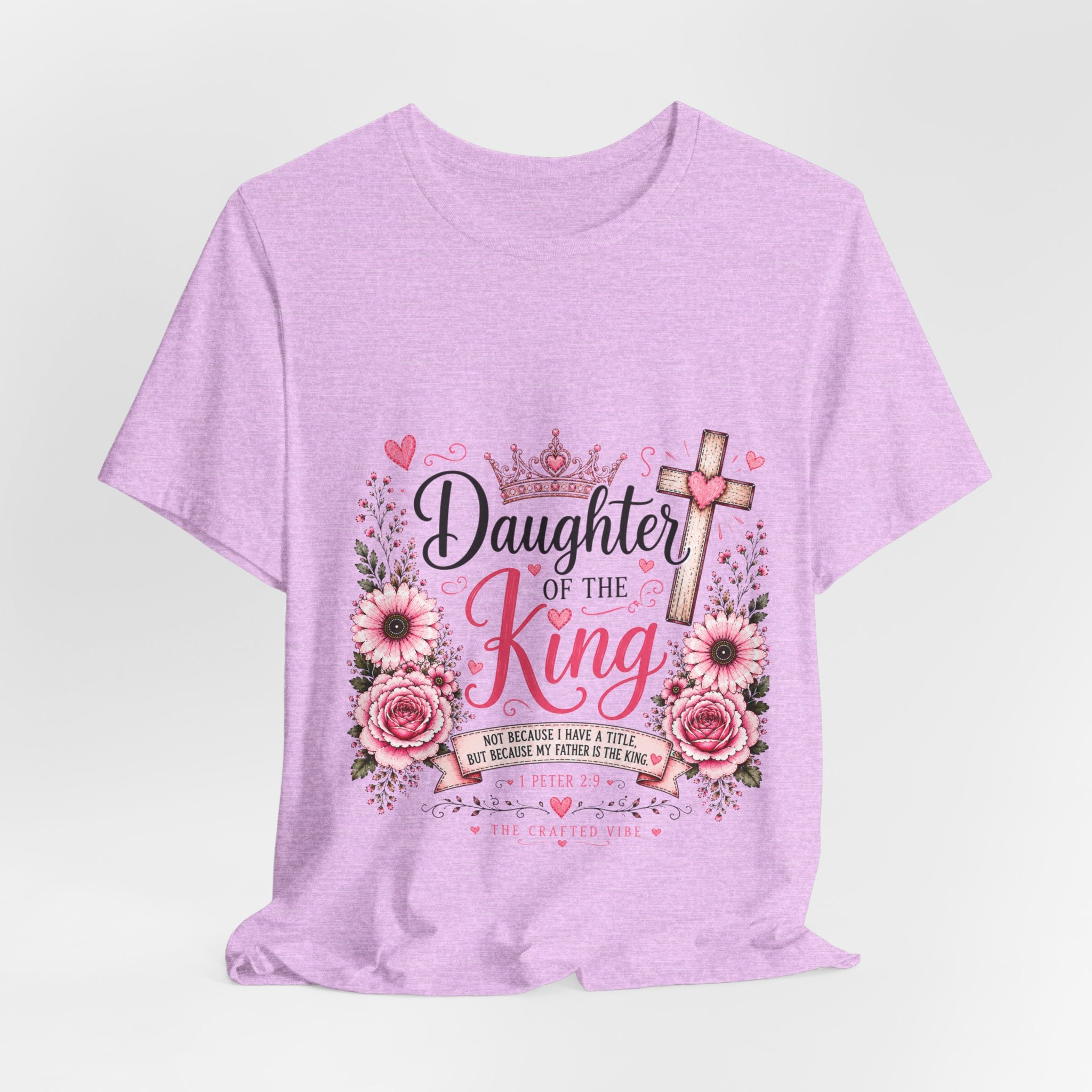 Daughter of the King T-Shirt – Floral Christian Cross Faith Tee
